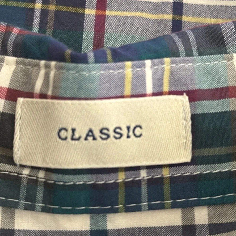 J. Crew Classic Button‎ Up Shirt Men's M Teal Purple Plaid Short Sleeve New